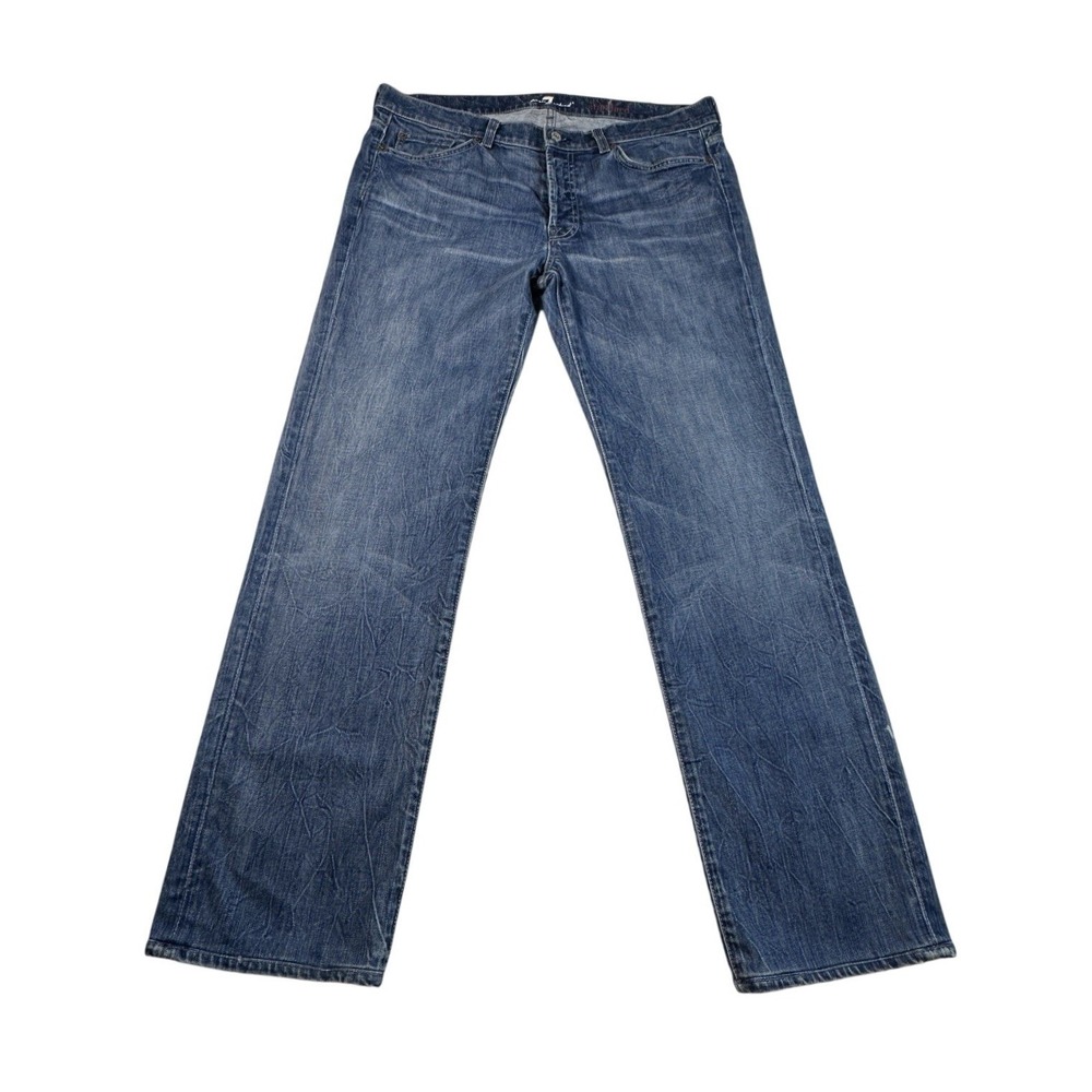7 For All Mankind Standard Straight Leg Jeans Mens‎ 36 Blue Button Fly Denim